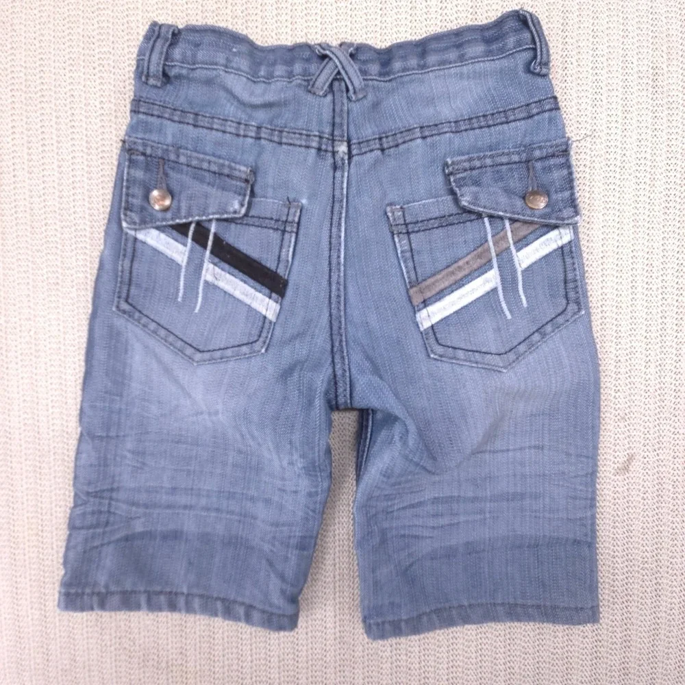 Chams Shorts Boys 4T Blue Gray Denim Baggy Skater Hip Hop Embroidered Pockets‎
